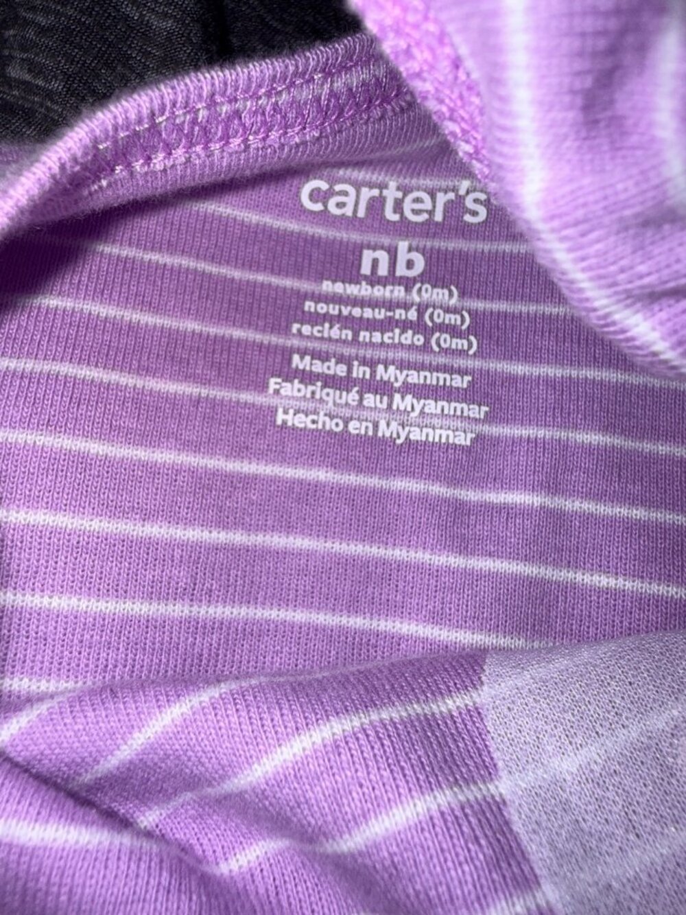 Carters Newborn Purple Striped Bodysuit & Denim Bloomers Outfit Set - Picture 4 of 4